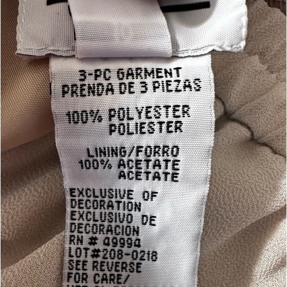 R&M Richards Vintage Elegant 3 Piece Cream Chiffon Embroidered Beaded Set - Picture 15 of 16